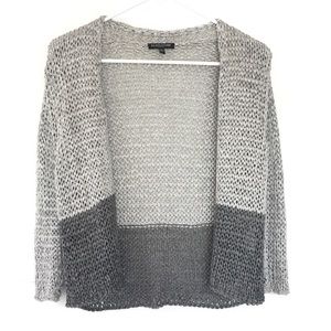 Eileen Fisher | Gray Color Block Open Cardigan